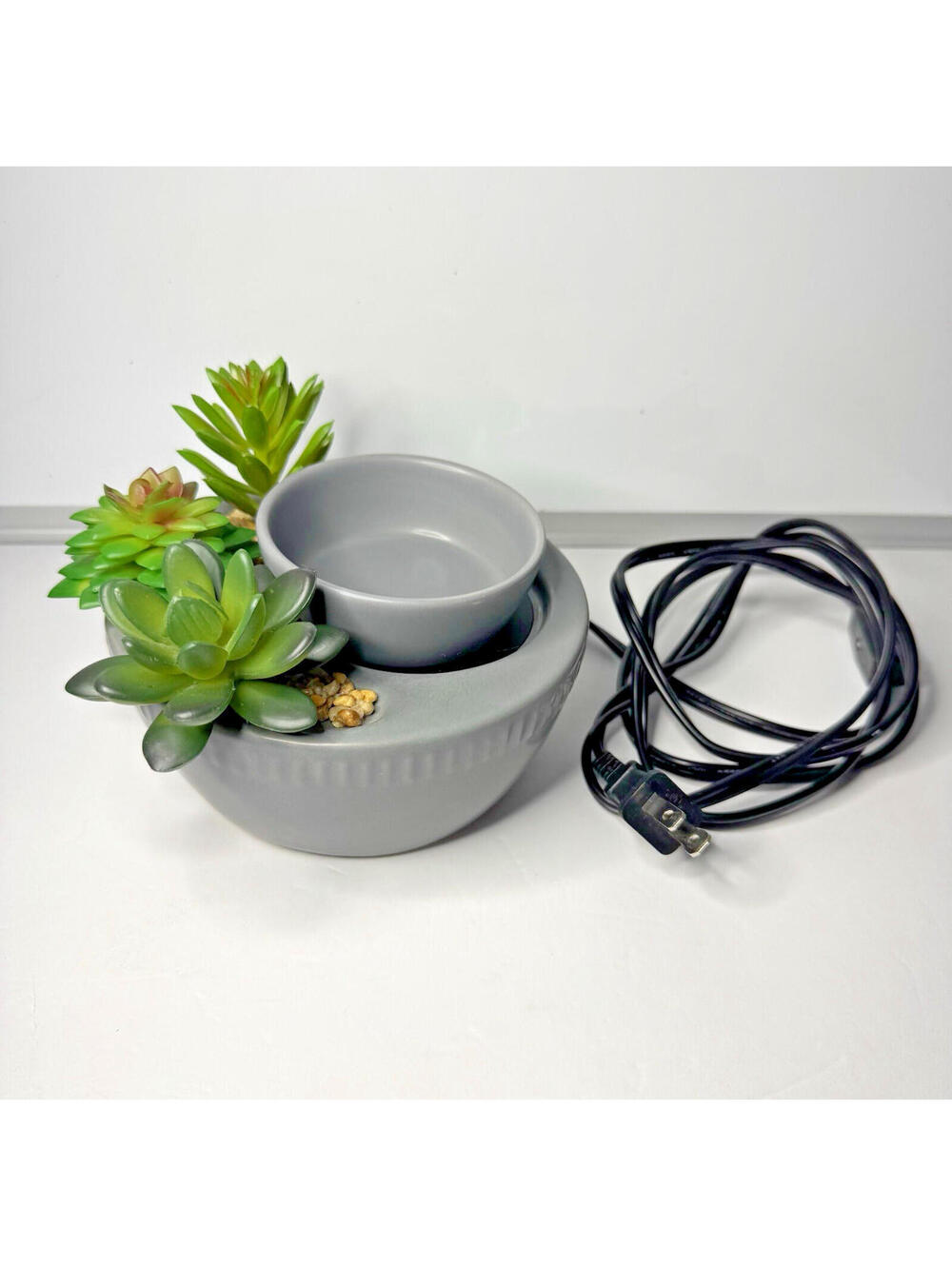 Modern Succulent Wax Melt Burner Electric Oil Warmer Gray Ceramic Decor